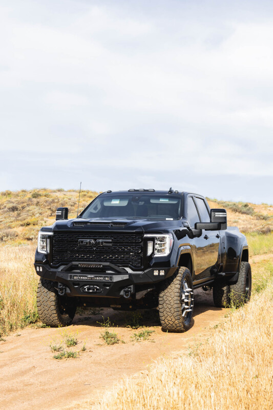 GMC Sierra 3500 Front Bumper - DV8 Offroad - Spec Series - Micro-texture black powder coat with satin black accents - `20-`23